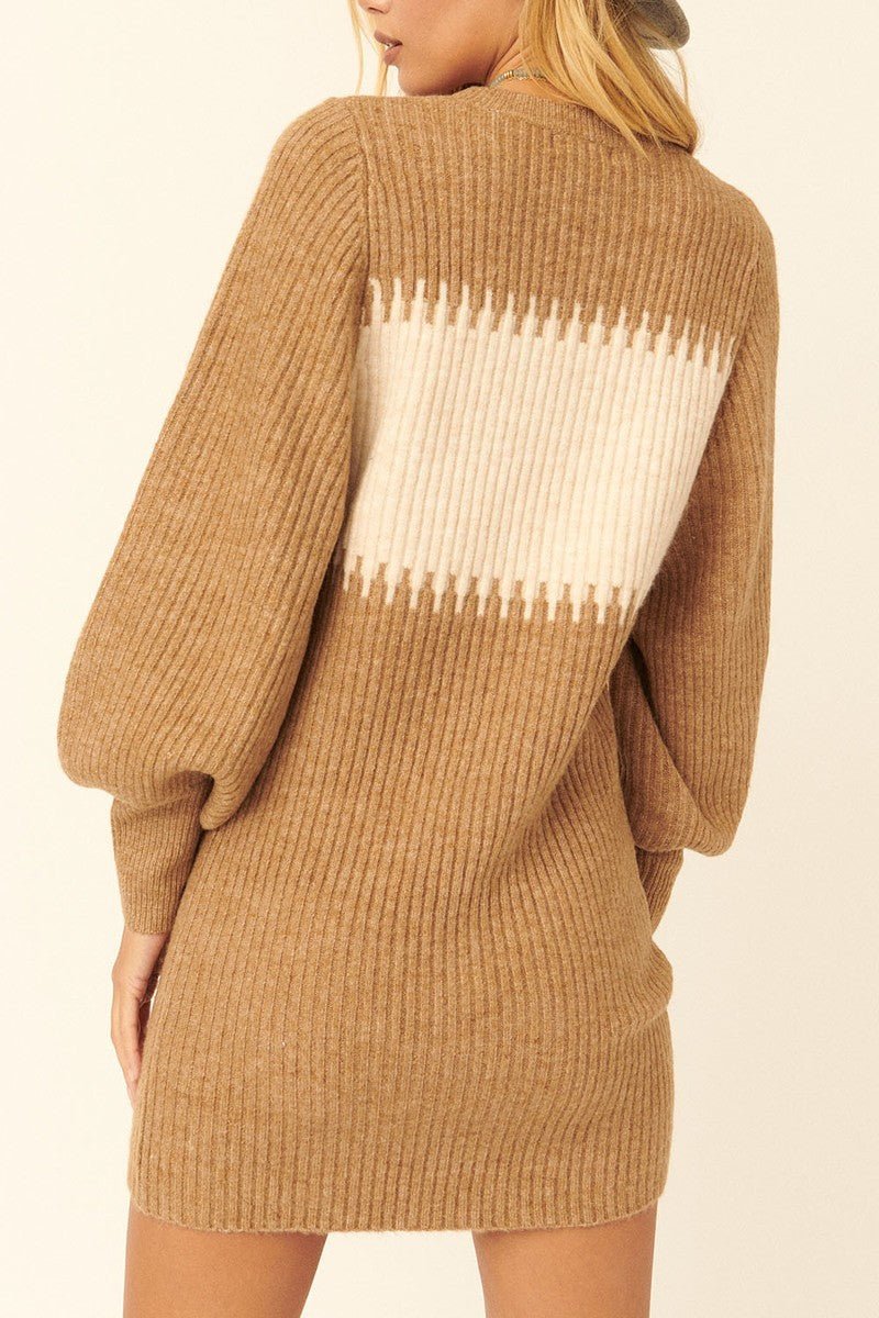 A Ribbed Knit Sweater Mini Dress - Cabin 6 Productions