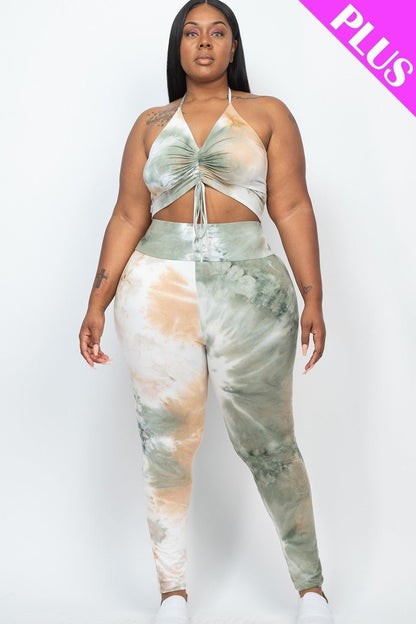 Adjustable Ruched Crop Top And Leggings Set - Cabin 6 Productions