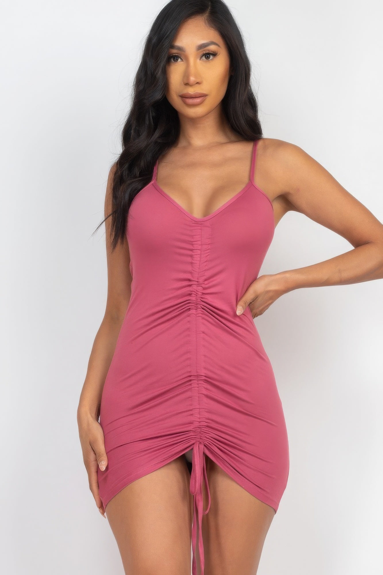 Adjustable Ruched Front Detail Mini Dress - Cabin 6 Productions