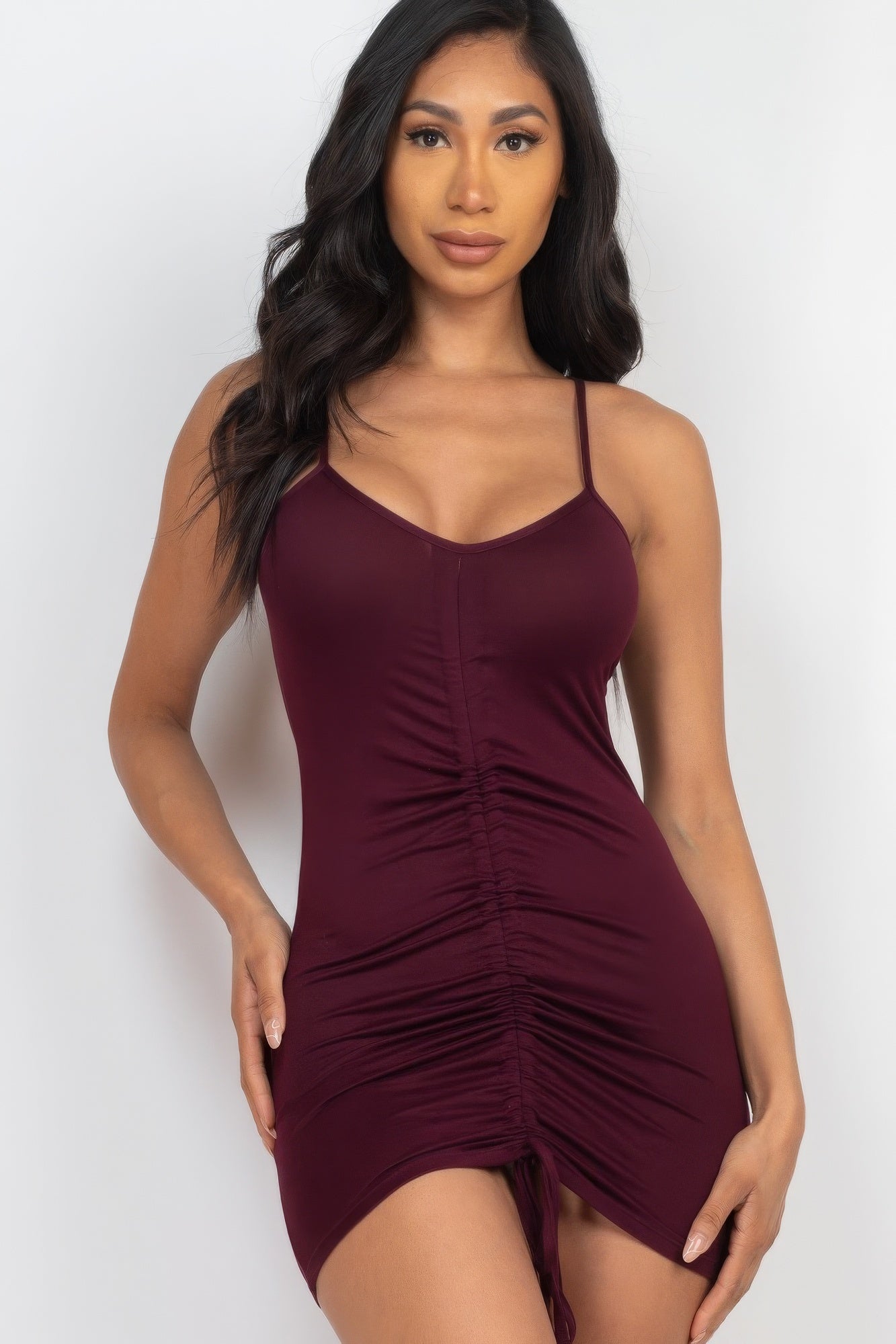 Adjustable Ruched Front Detail Mini Dress - Cabin 6 Productions