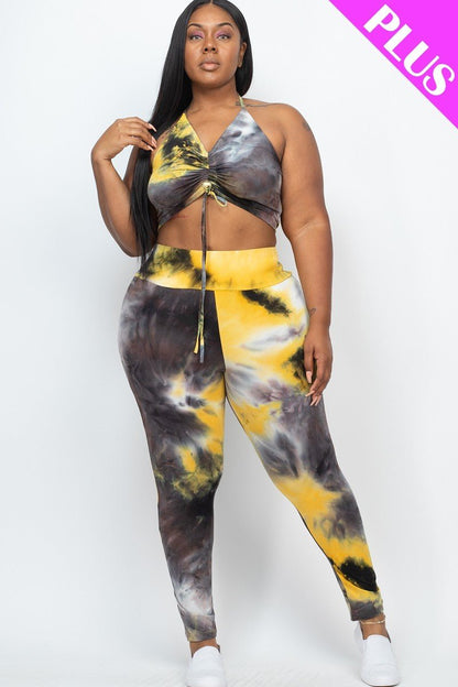 Adjustable Ruched Crop Top And Leggings Set - Cabin 6 Productions