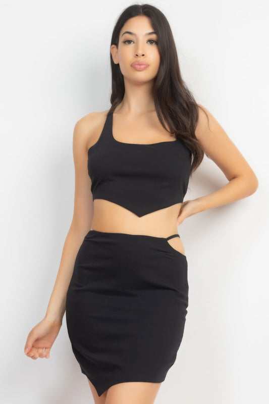 Asymmetrical Cross Back Top & Skirts Set - Cabin 6 Productions