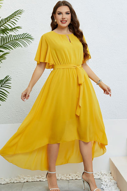 Belted Flutter Sleeve High - Low Dress - Cabin 6 Productions