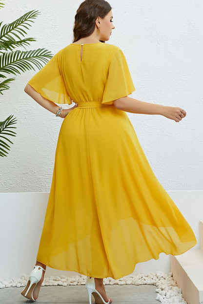 Belted Flutter Sleeve High - Low Dress - Cabin 6 Productions