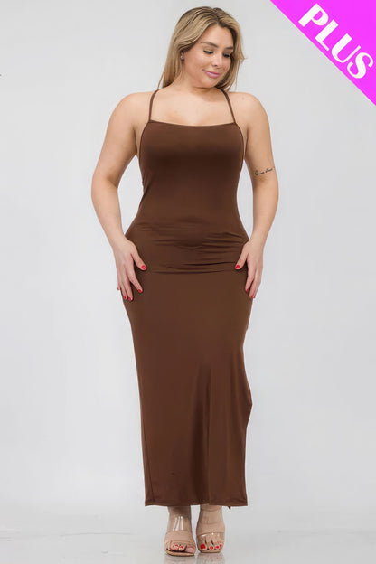 Crisscross Back Split Thigh Maxi Dress - Cabin 6 Productions