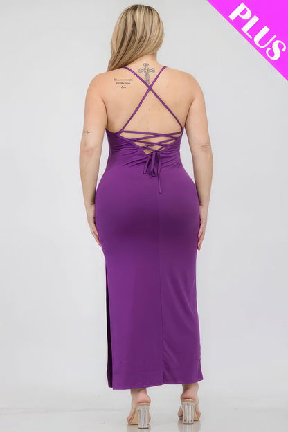 Crisscross Back Split Thigh Maxi Dress - Cabin 6 Productions