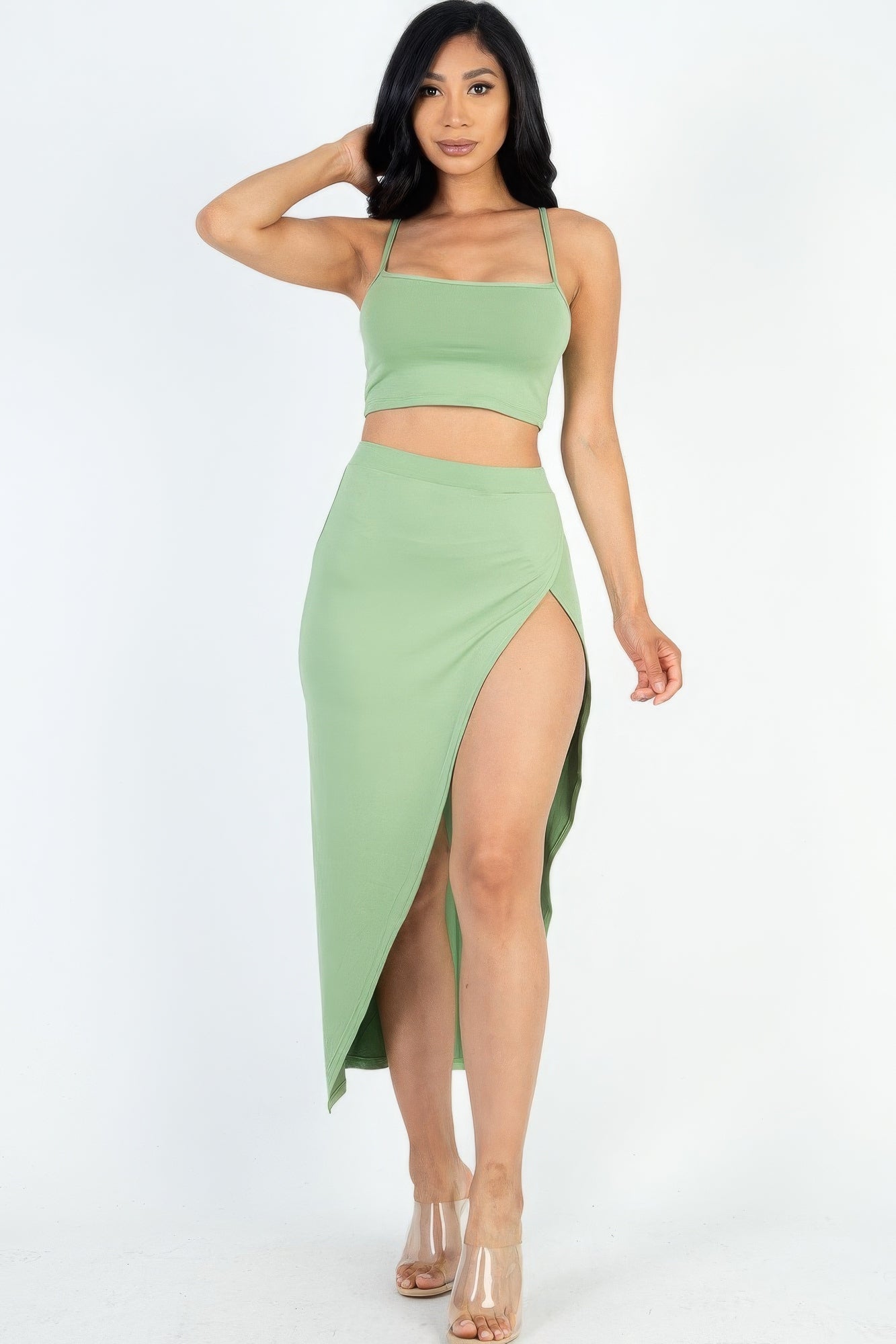 Crop Cami & Split Thigh Maxi Skirt Set - Cabin 6 Productions