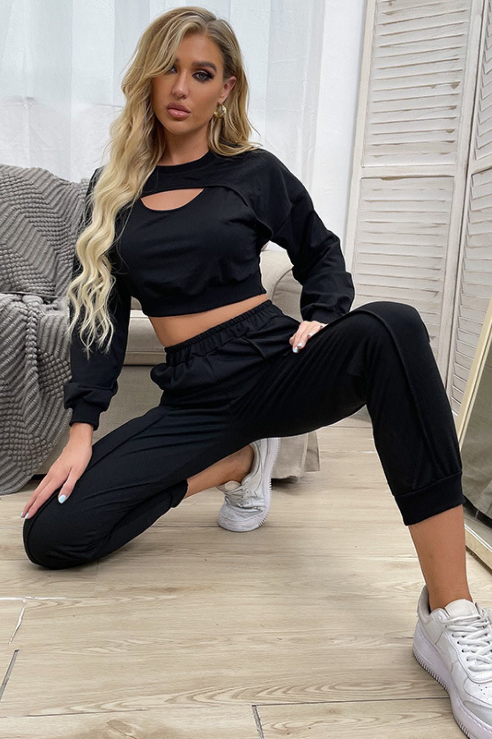 Cut Out Crop Top and Joggers Set - Cabin 6 Productions